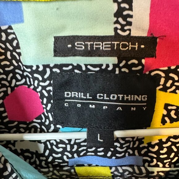 Saved By The Bell Look Button Shirt SzL Retro 80s Geometric All Over Print - Picture 8 of 12